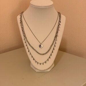 torrid Silver-Tone Layered Multi-Chain Necklace with Disc Charm